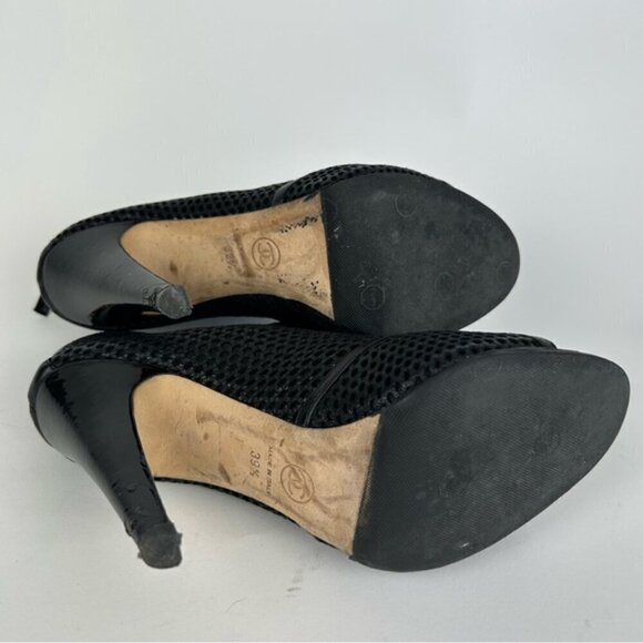 Chanel SS 2011 CC Open Toe Mesh Sandals Black Size 39.5 - Picture 11 of 11